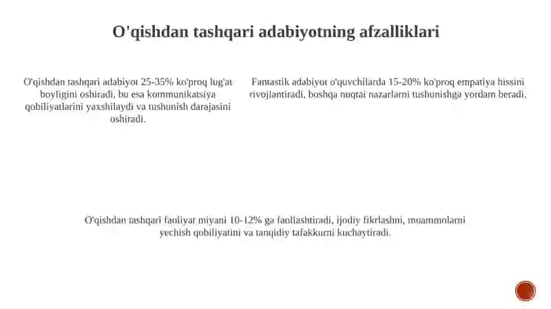O'qishdan tashqari adabiyot 4