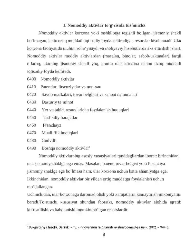 NOMODDIY AKTIVLARNING HARAKATI HISOBI KURS ISHI 4