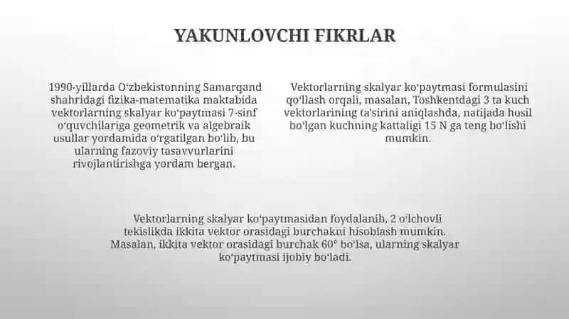 Vektorlar vektorlarning skalyar koʻpaytmasi 4
