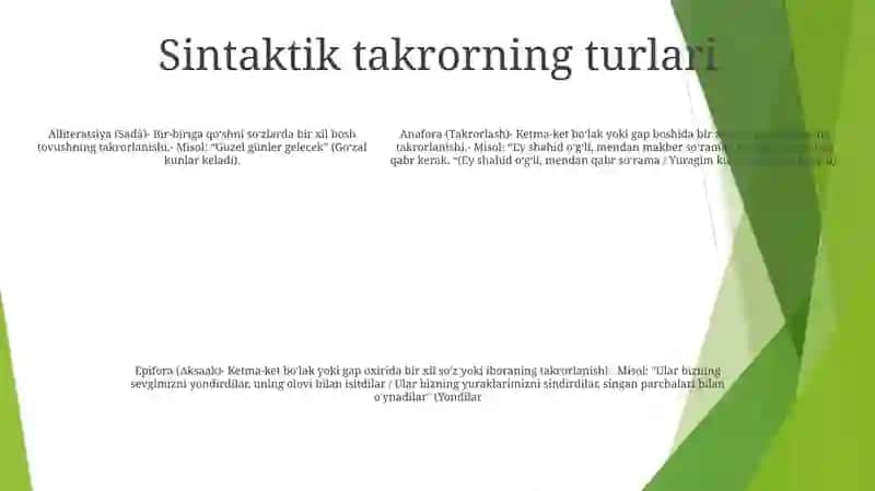 Badiiy Matnda Sintaktik Takror 4