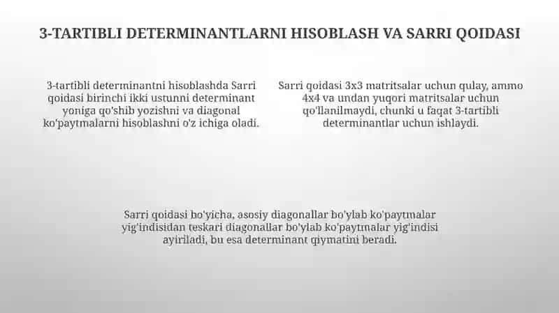 Ikkinchi va uchinchi tartibli determinantlarni hisoblash 4