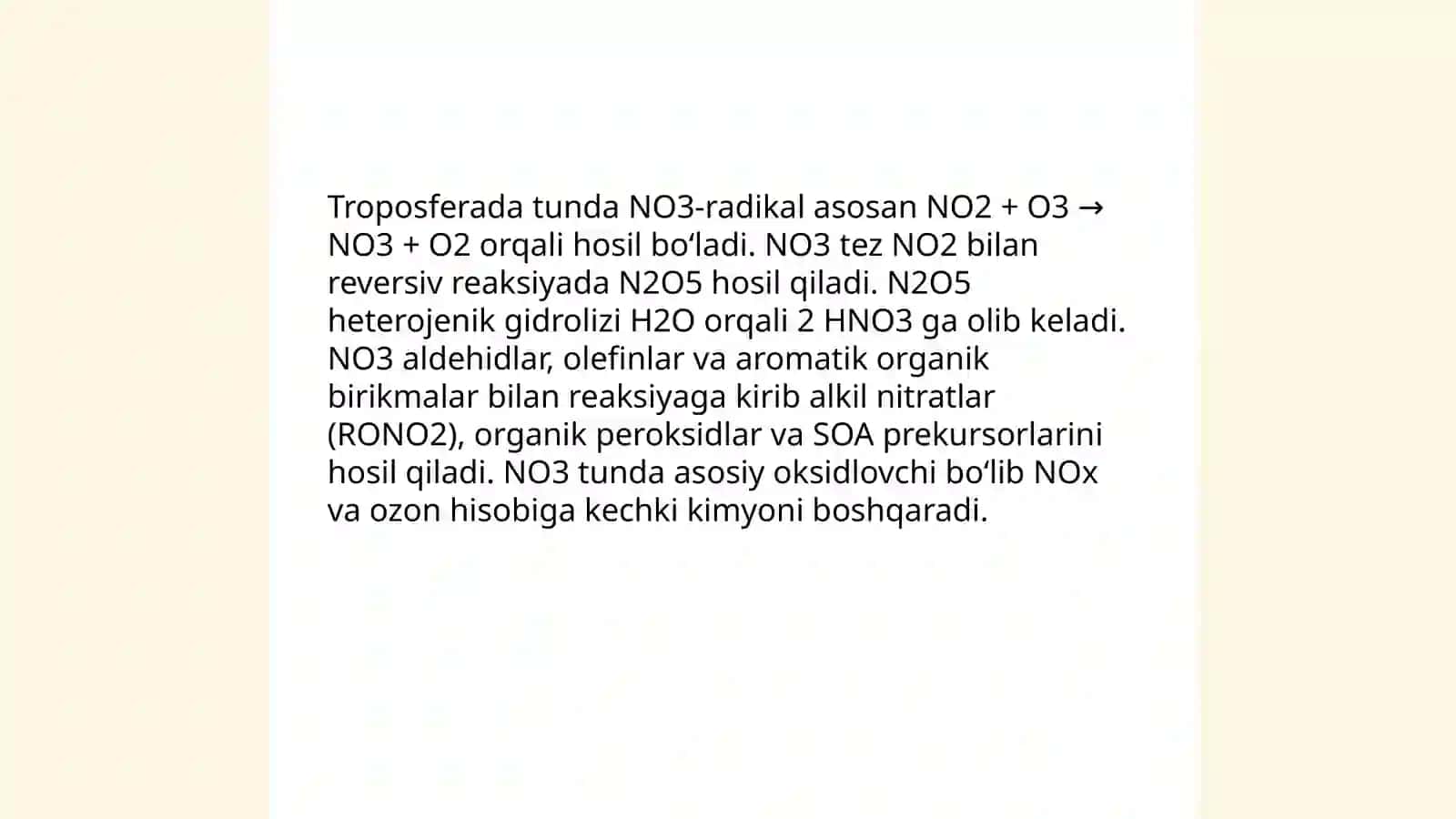 Troposferada organik brikmalarning oksidlanish reaksiyalari 4