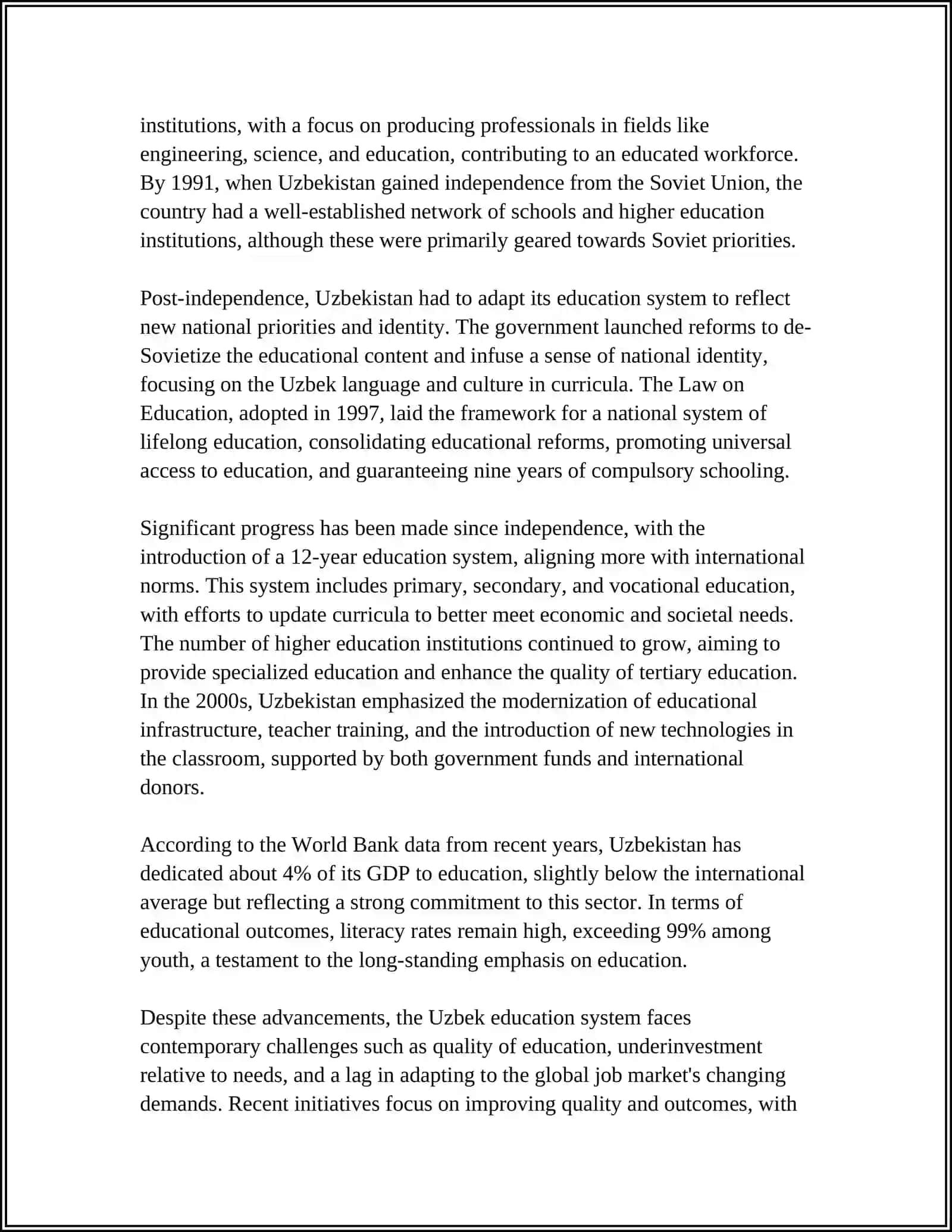 Theme: EDUCATION SYSTEM IN UZBEKISTAN 4