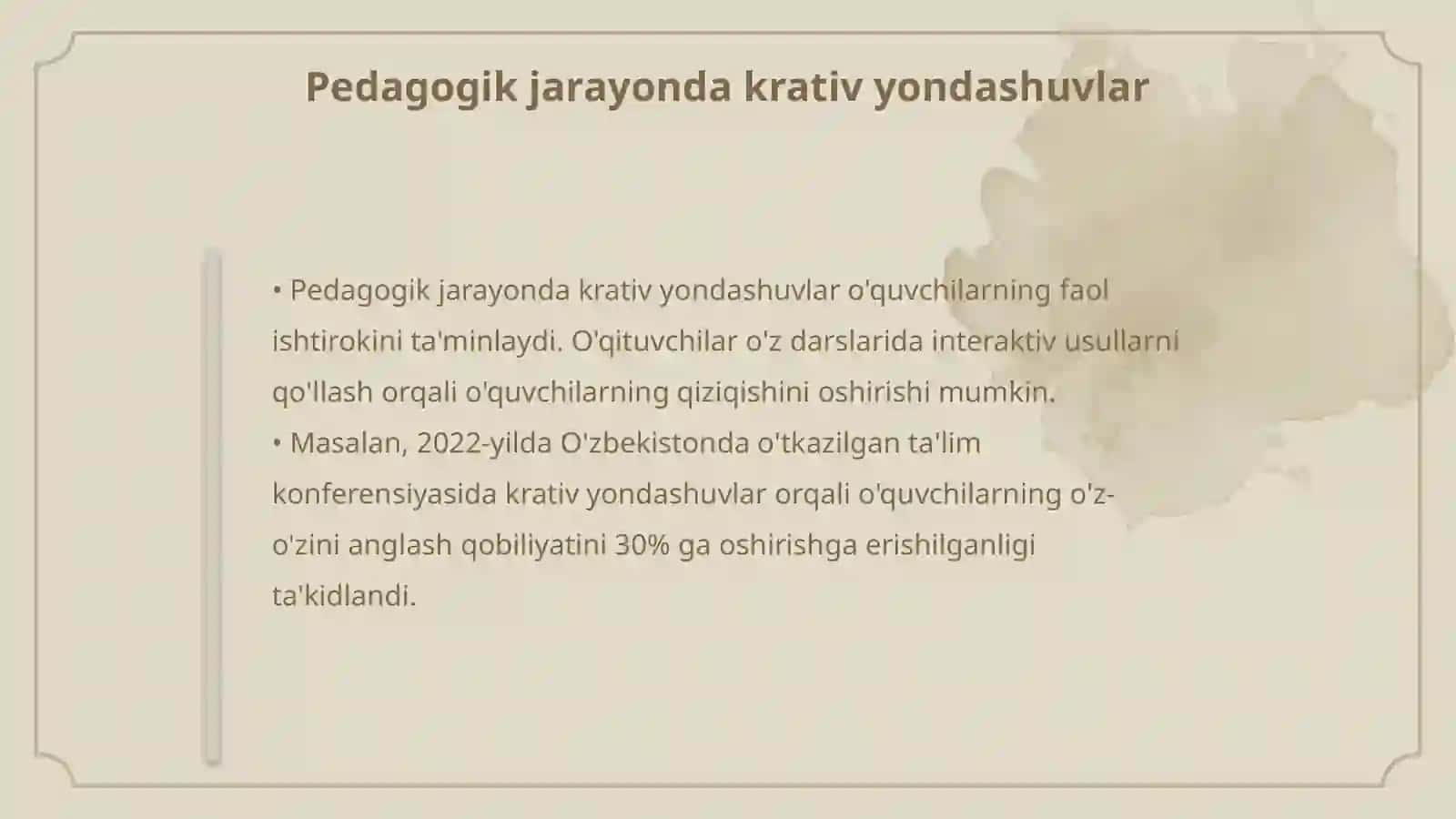 Pedagogika maxorat krativning moxiyati 4