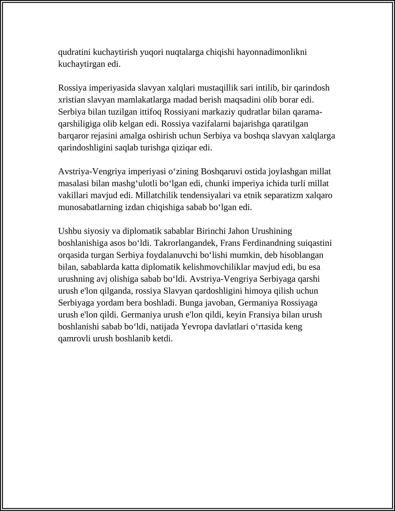 BIRINCHI JAHON URUSHI YILLARIDA DAVLATLARNING DIPLOMATIK FAOLIYATI 4
