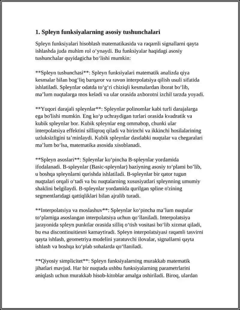 SPLAYN FUNKSIYA ASOSIDA INTEGRALLARNI TAQRIBIY HISOBLASH 4