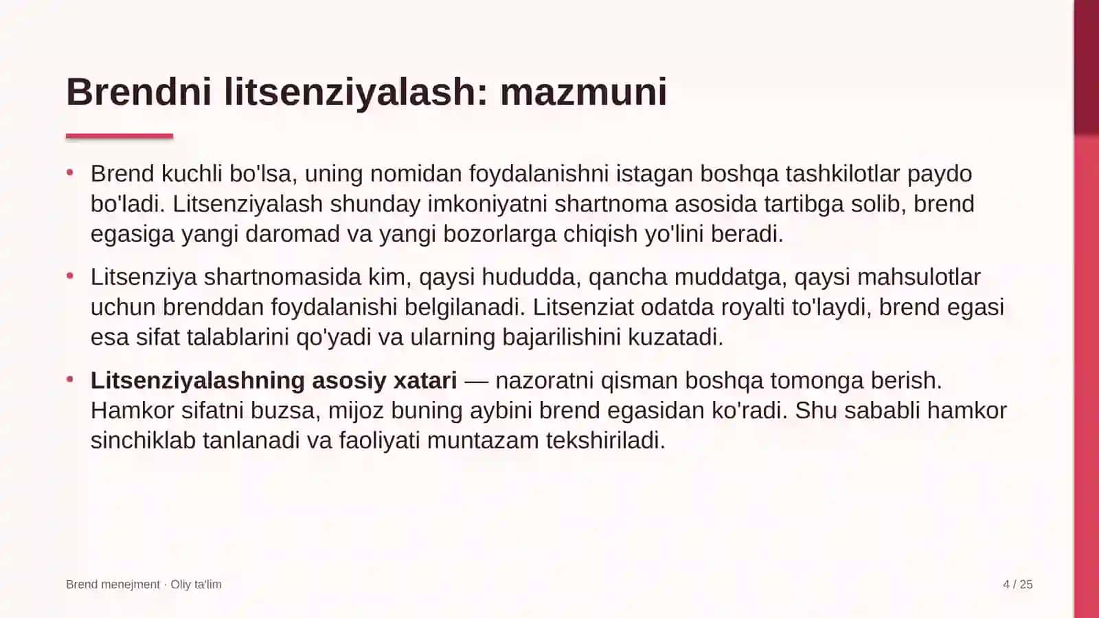 Brend menejment · Oliy ta'lim 4