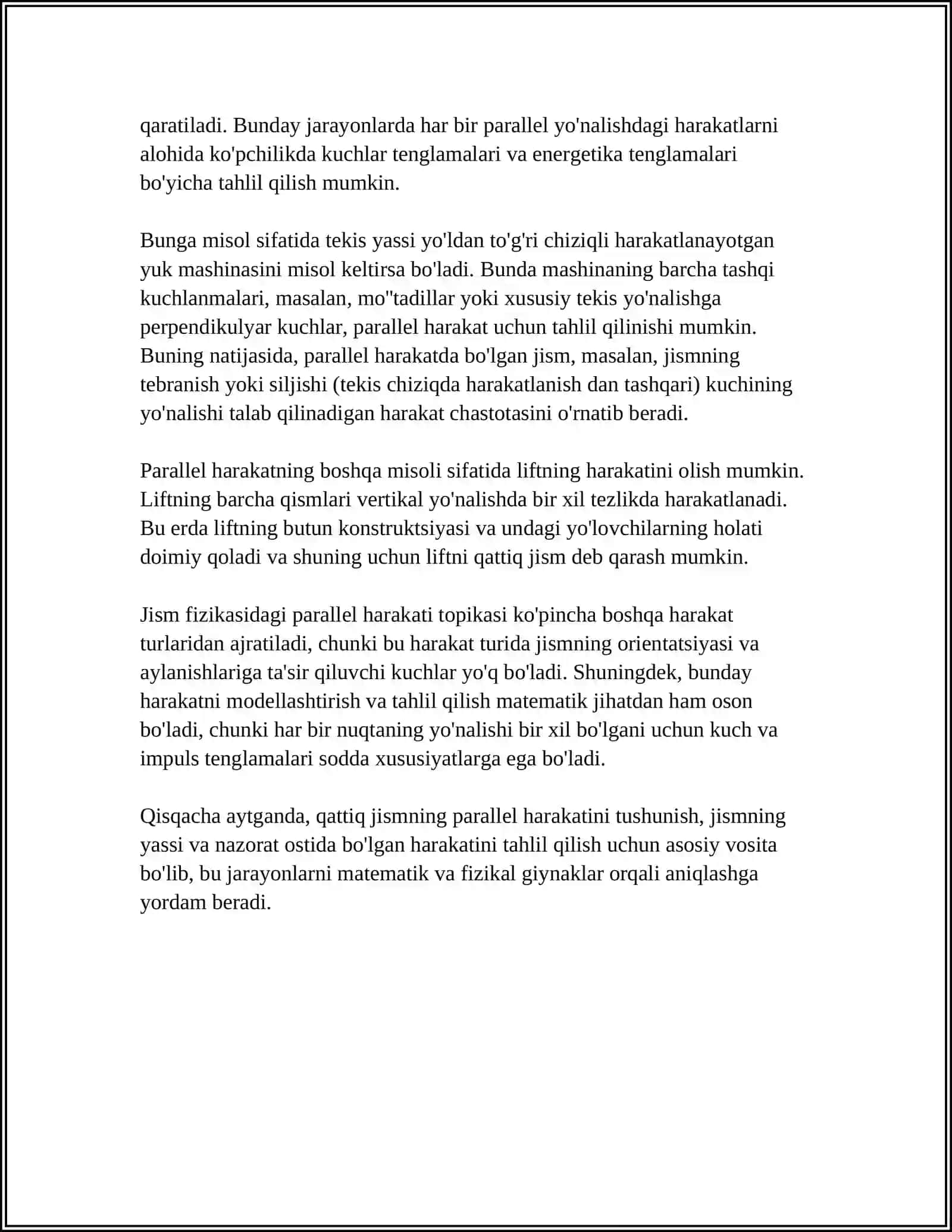 QATTIQJISMNING TEKIS PARALLEL HARAKATIDA TEZLIKLAR PLANI QURISH 4