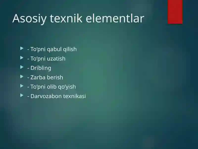 Futbol O'yini Texnik Harakatlari 4