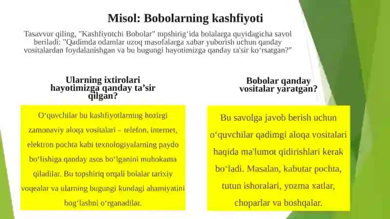 "Kashfiyotchi bobolar" matniga mantiqiy topshiriqlar to'plami 4