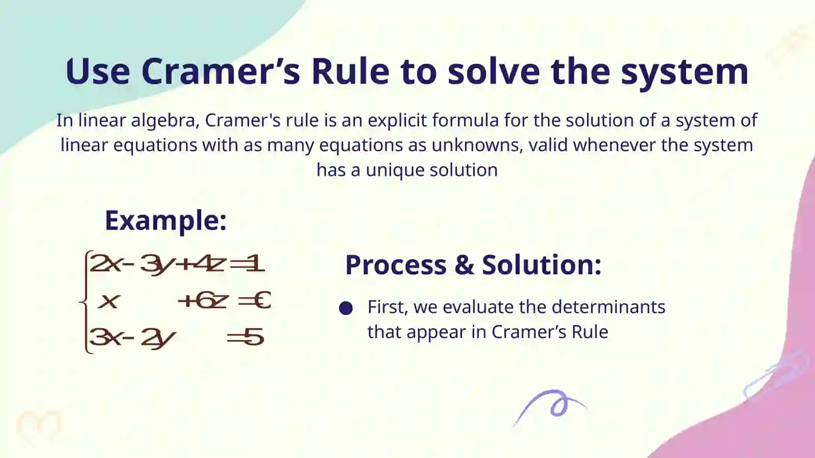 Solving the linear equations with the help of the inverse matrix and Cramer’s methods 4