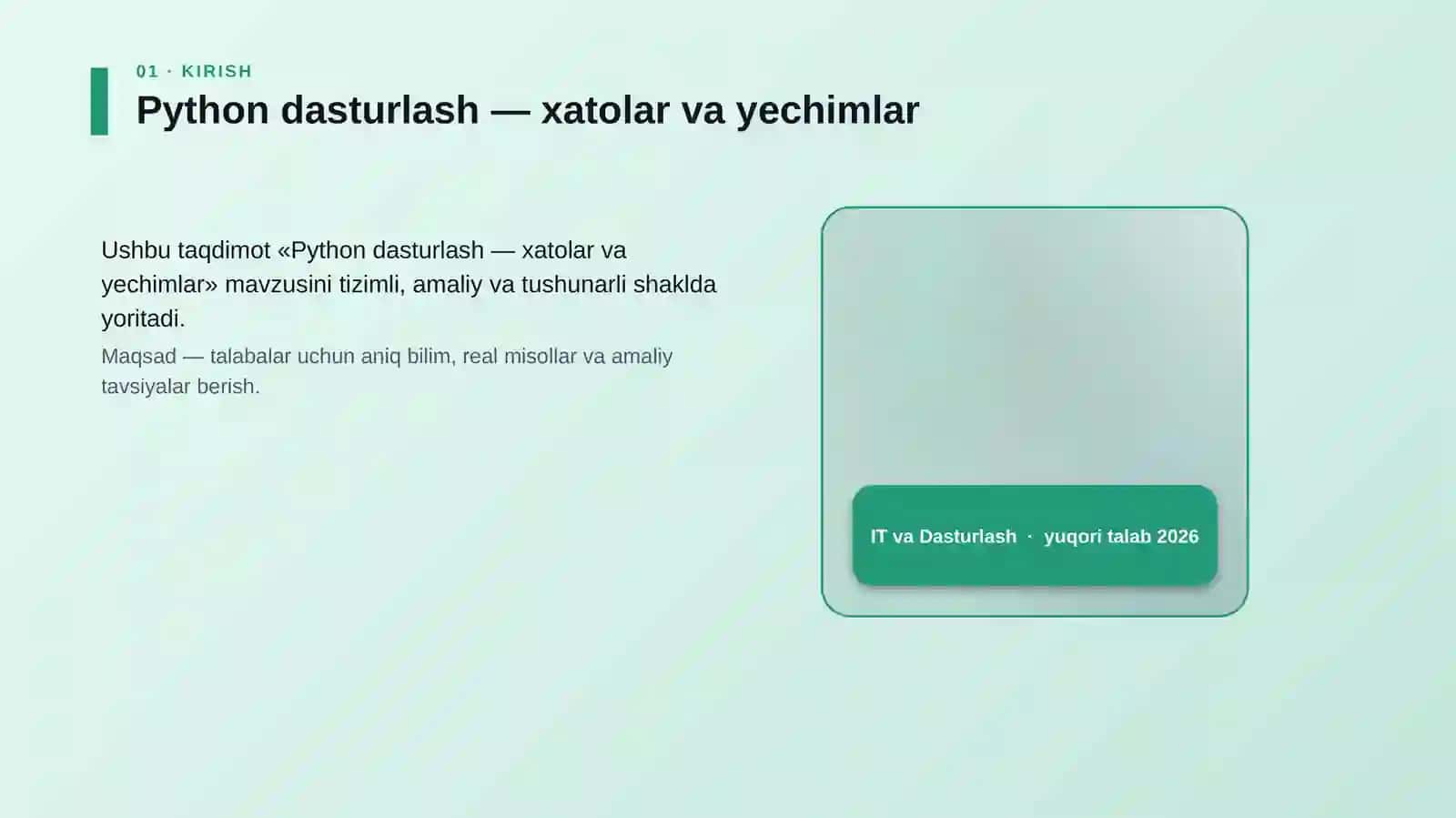 Python dasturlash — xatolar va yechimlar 4