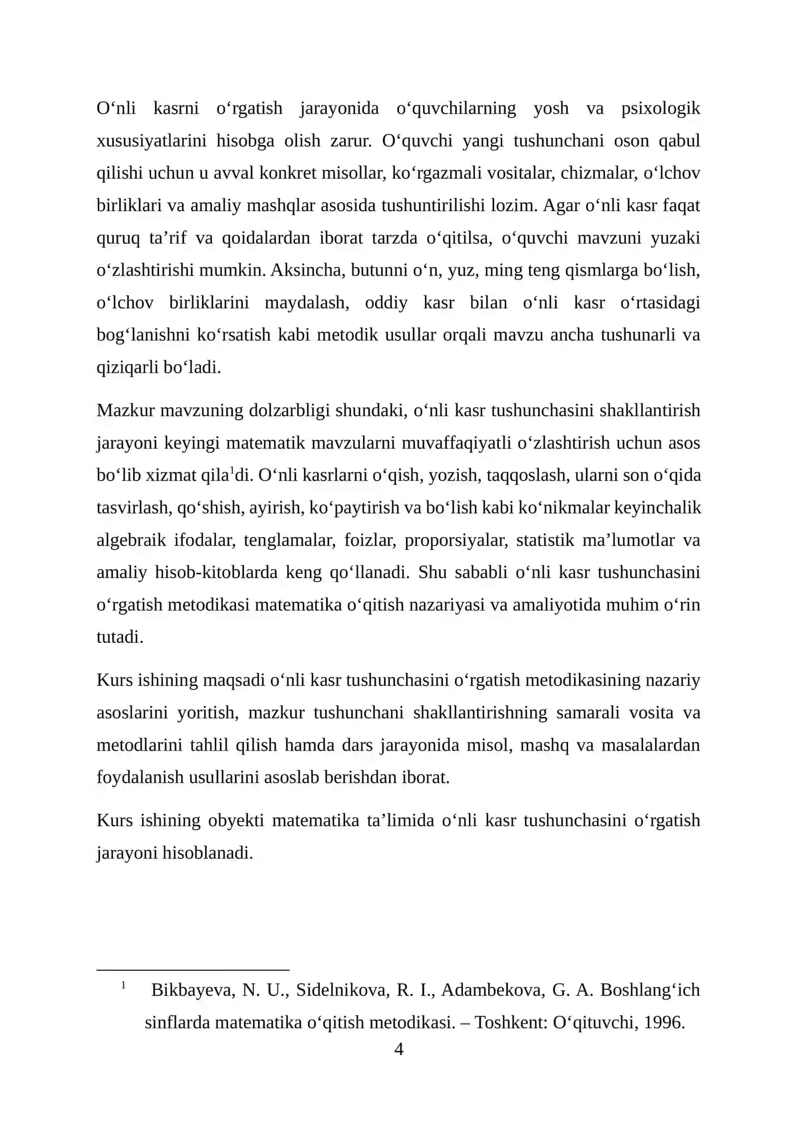 O‘NLI KASR TUSHUNCHASINI O‘RGATISH METODIKASI 4