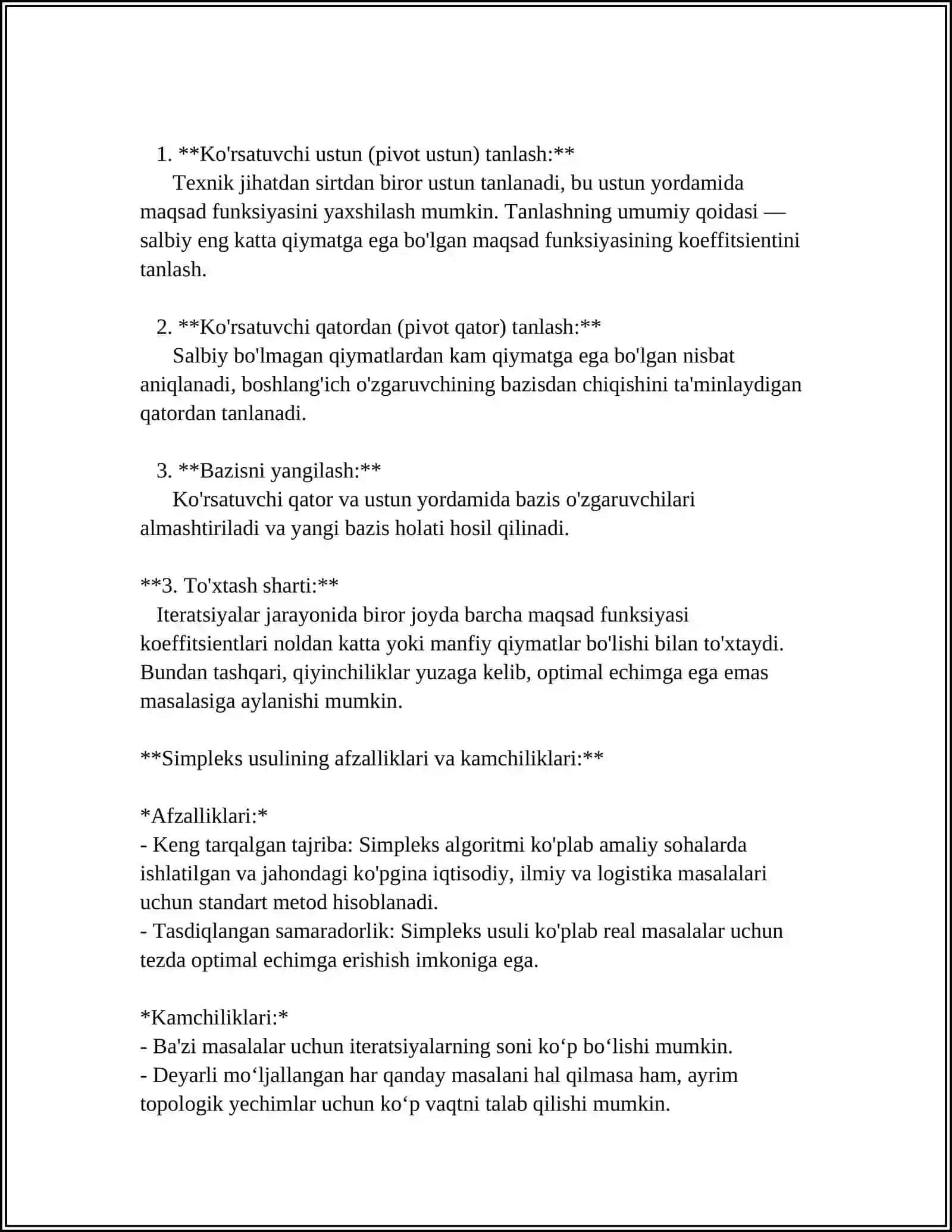 IQTISODIY MASALALARNI SIMPLEKS USULDA YECHISH 4
