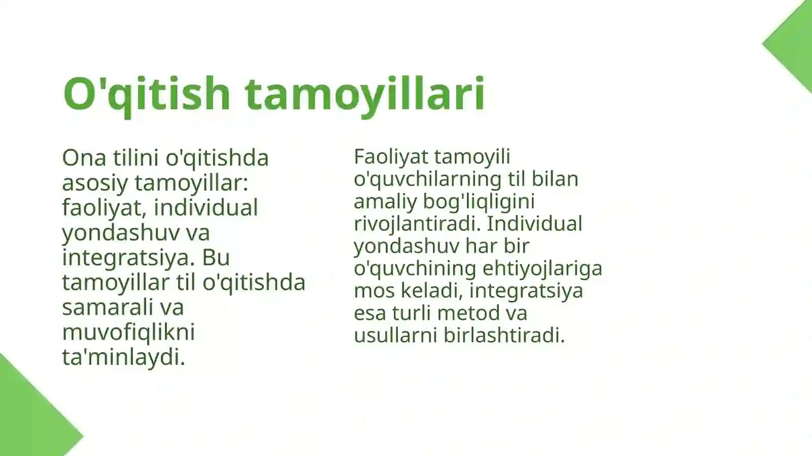 Uzviylashtirilgan o'quv dasturi asosoda Ona tilining o'qitilishi 4