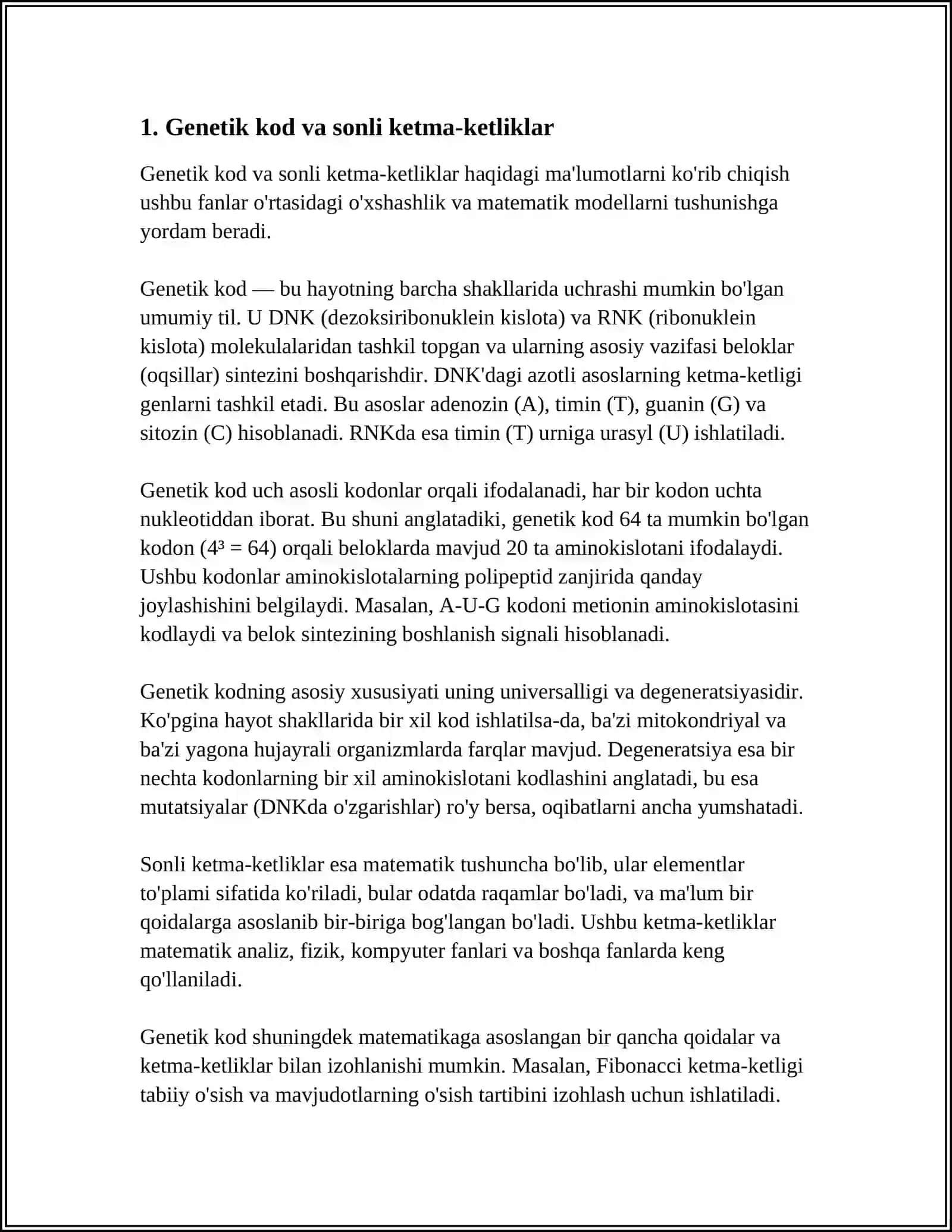 GENETIKADA SONLI KETMA-KETLIKLARNING TATBIQLARI 4