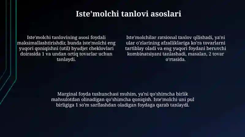 ISTEʻMOLCHI TANLOVI VA BYUDJET CHEKLANGANLIGI 4