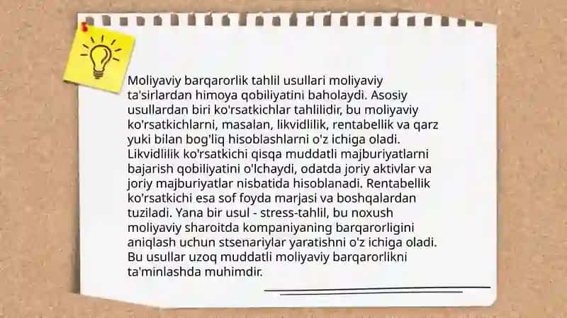 Korxonaning moliyaviy barqarorligi tahlili 4