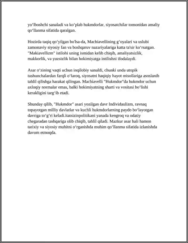MAKIAVELLNING "XUKUMDOR" ASARI 4