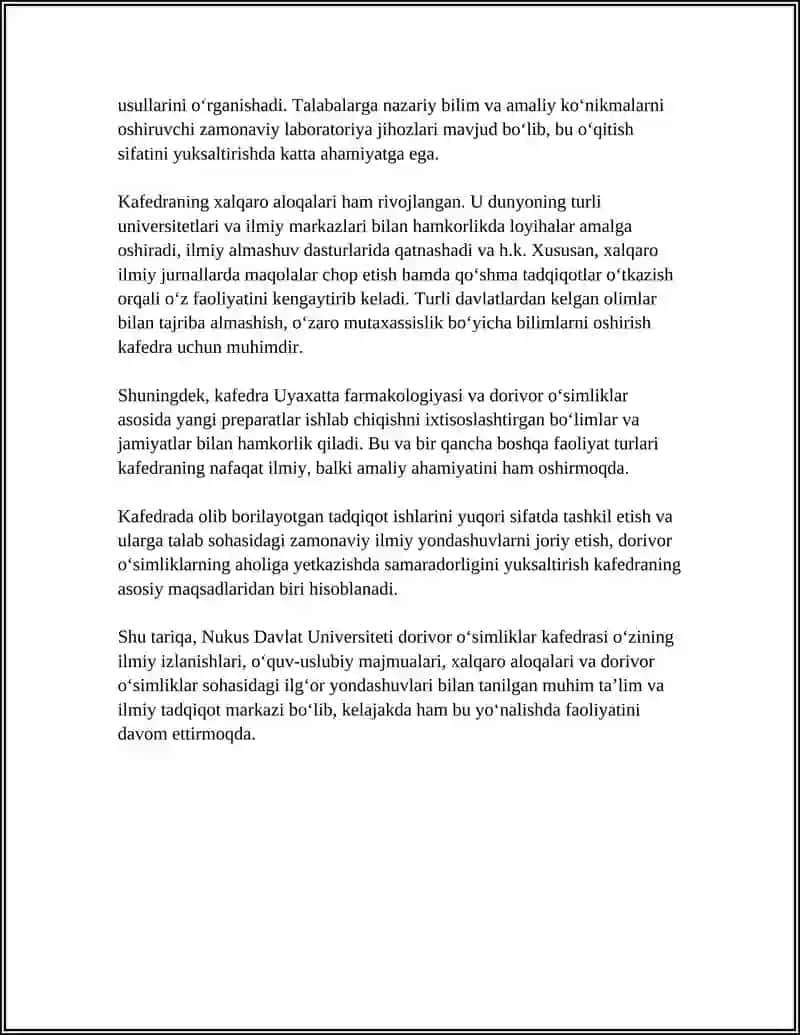 Nukus Davlat Universiteti Dorivor Oʻsimliklar Kafedrasi 4