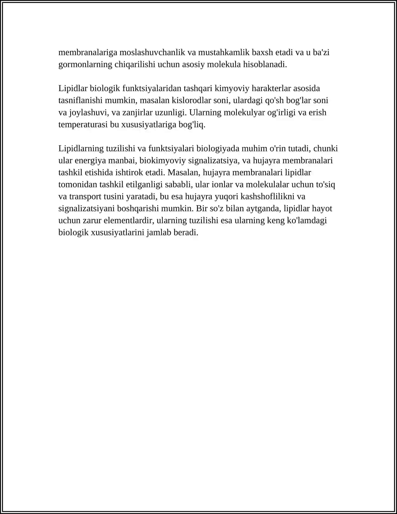 LIPIDLAR TUZILISHI VA FUNKSIYALARI 4