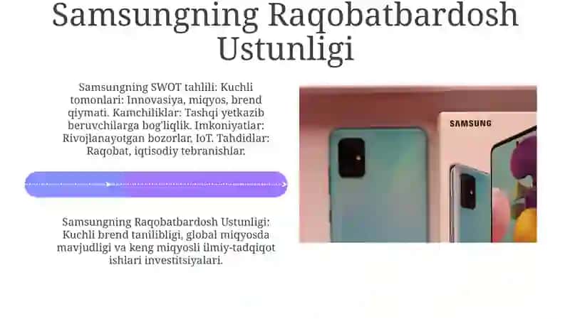Samsung kompaniyasining yaratilishi va Kompaniyaning swot tahlili 4