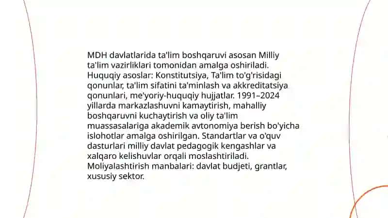 MDH davlatlarining ta'lim tizimi va o'ziga xos xususiyatlari 4