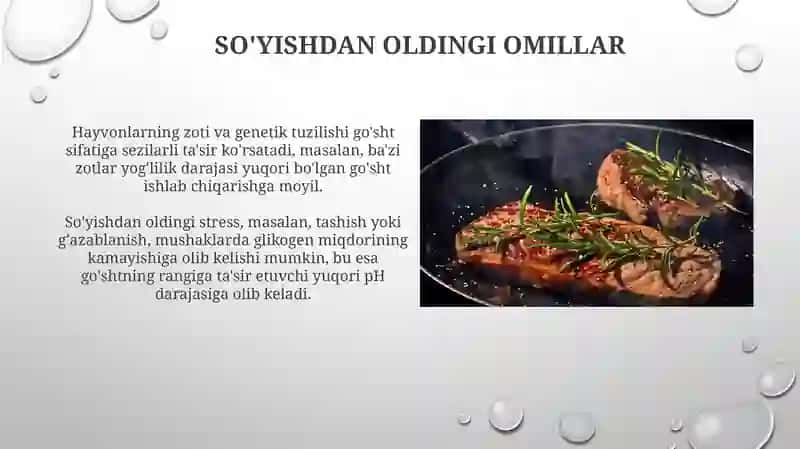 Go’shtning sifatiga tasir etuvchi omillar 4