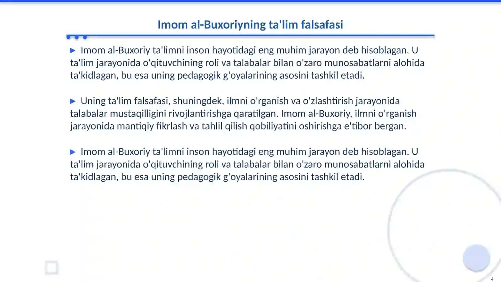 Imom al-Buxoriyning pedagogik gʻoyalari 4