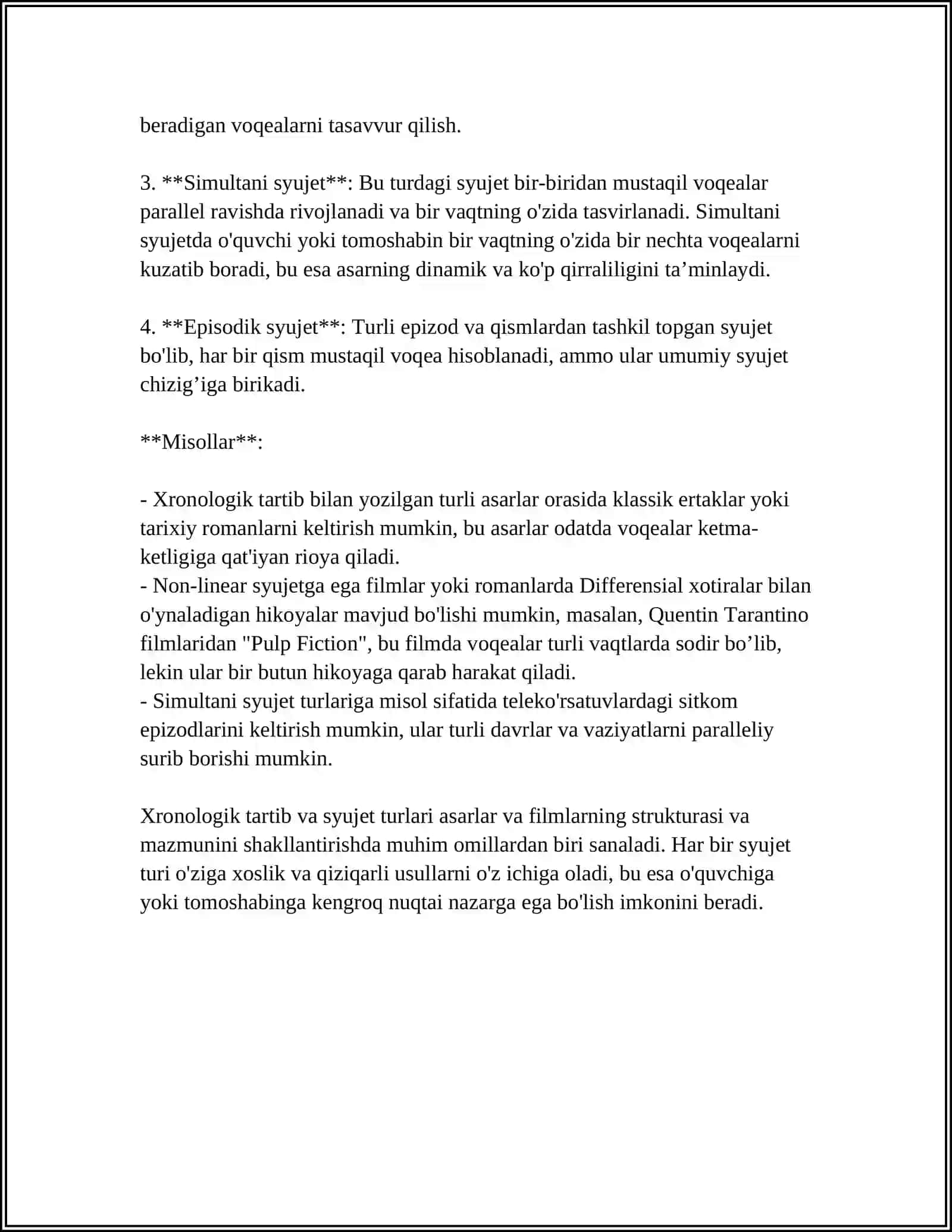 XRONOLOGIK SYUJET TIPI HAQIDA 4