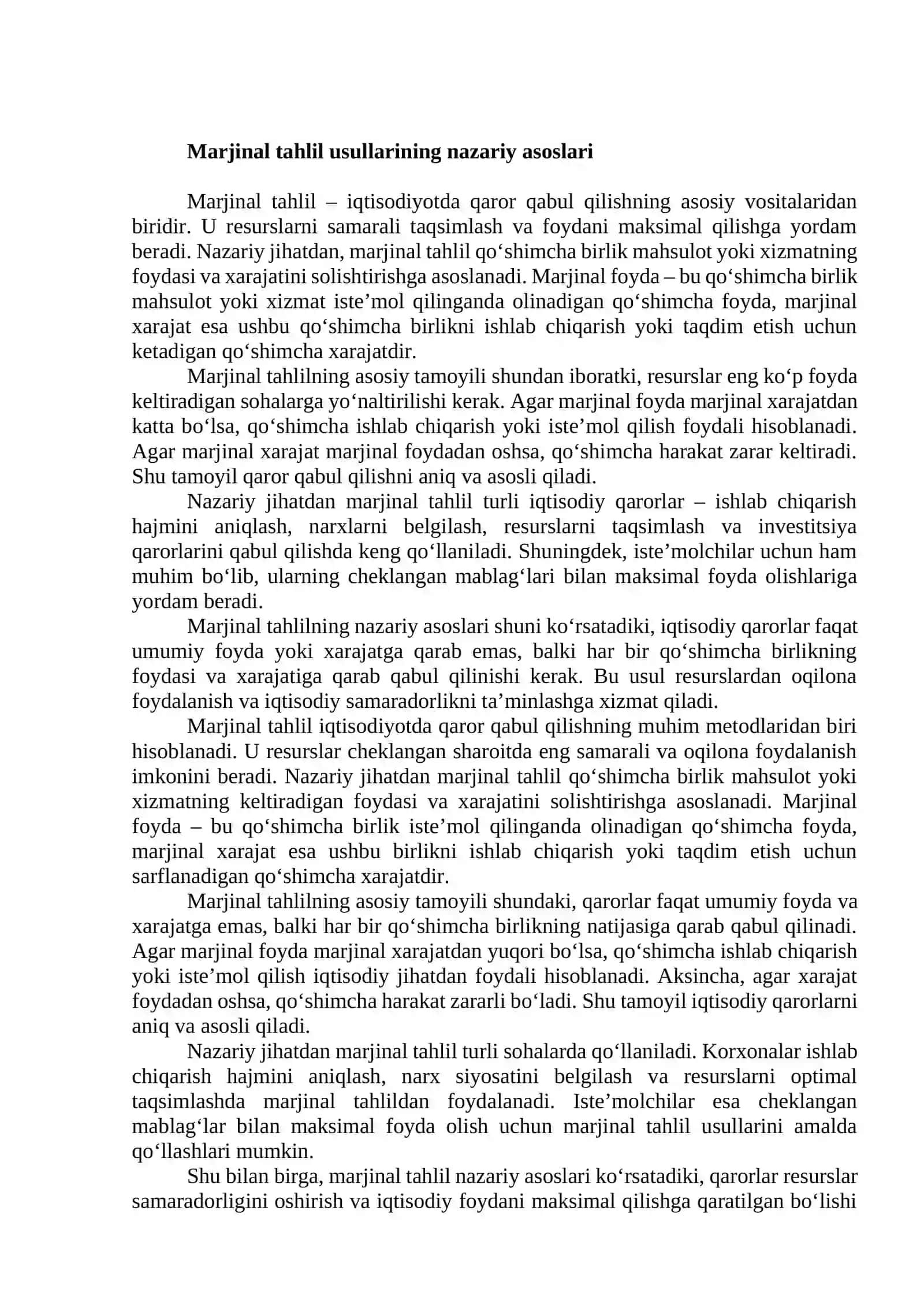Marjinal tahlil usullaridan foydalanish 4