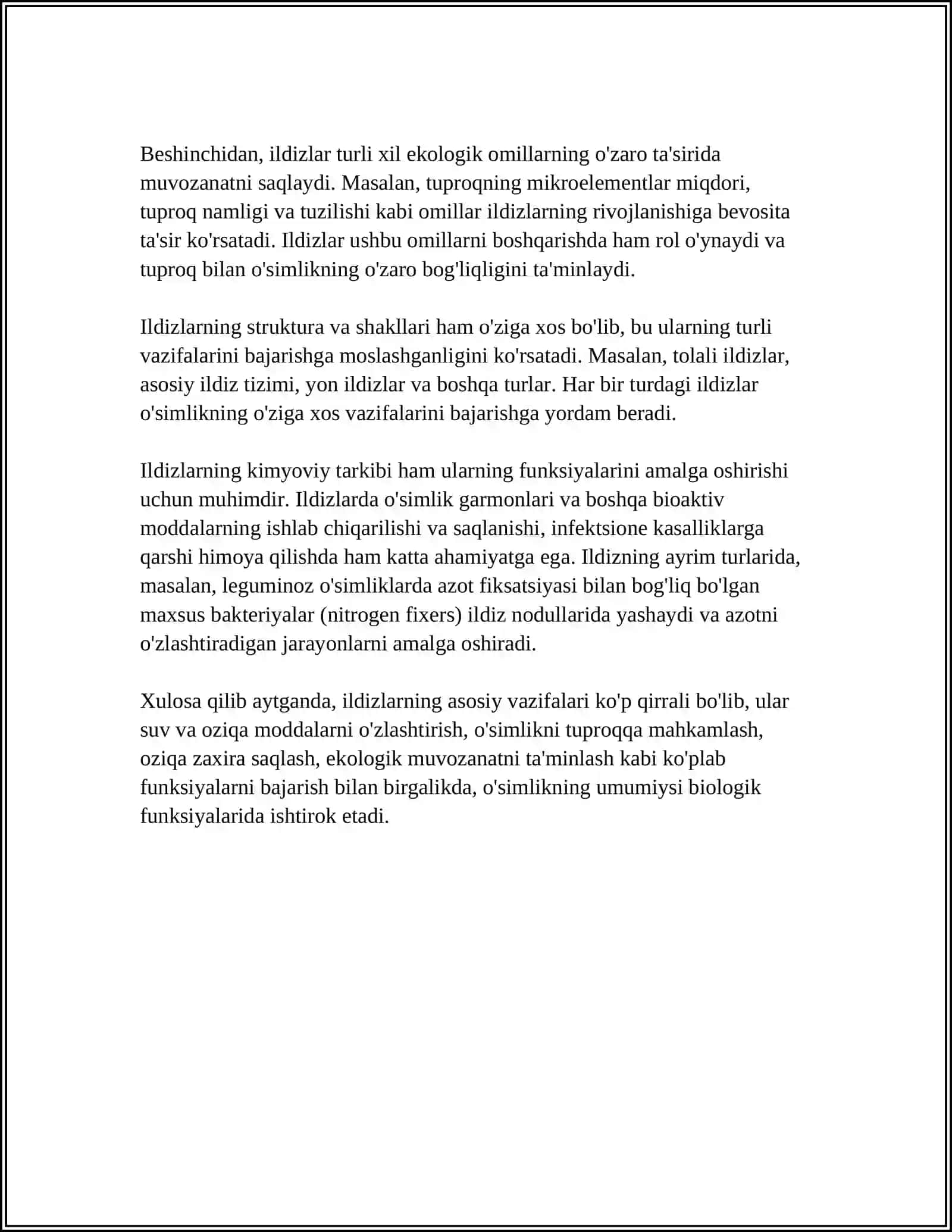 ILDIZ VA UNING VAZIFASI, ILDIZNING TYRLAR 4