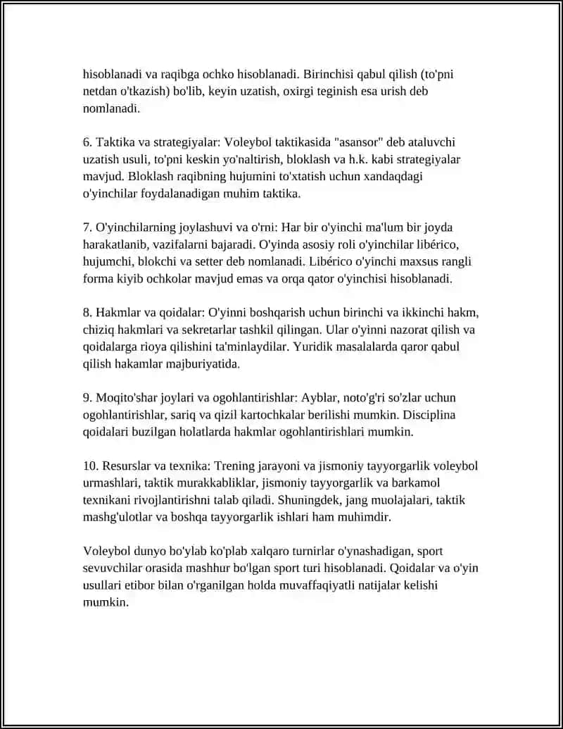 Voleybol qoidalari 4