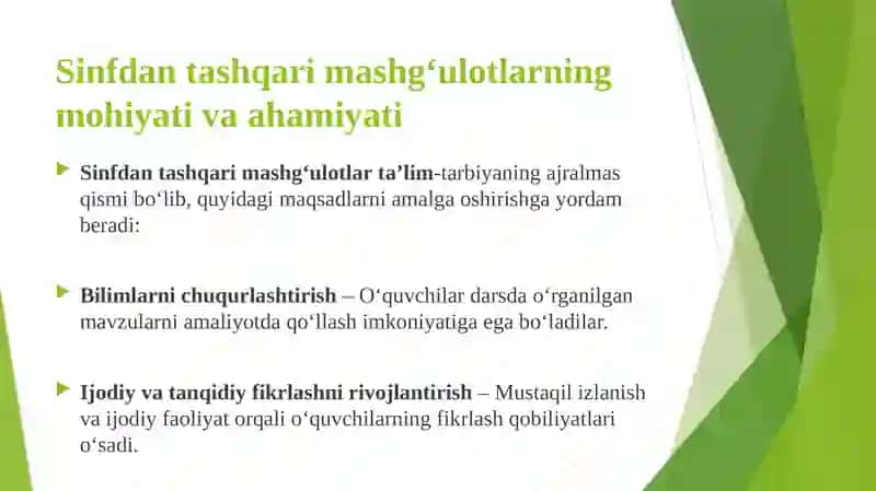 Sinfdantashqarimashg’ulotlarni rejalaştirish 4
