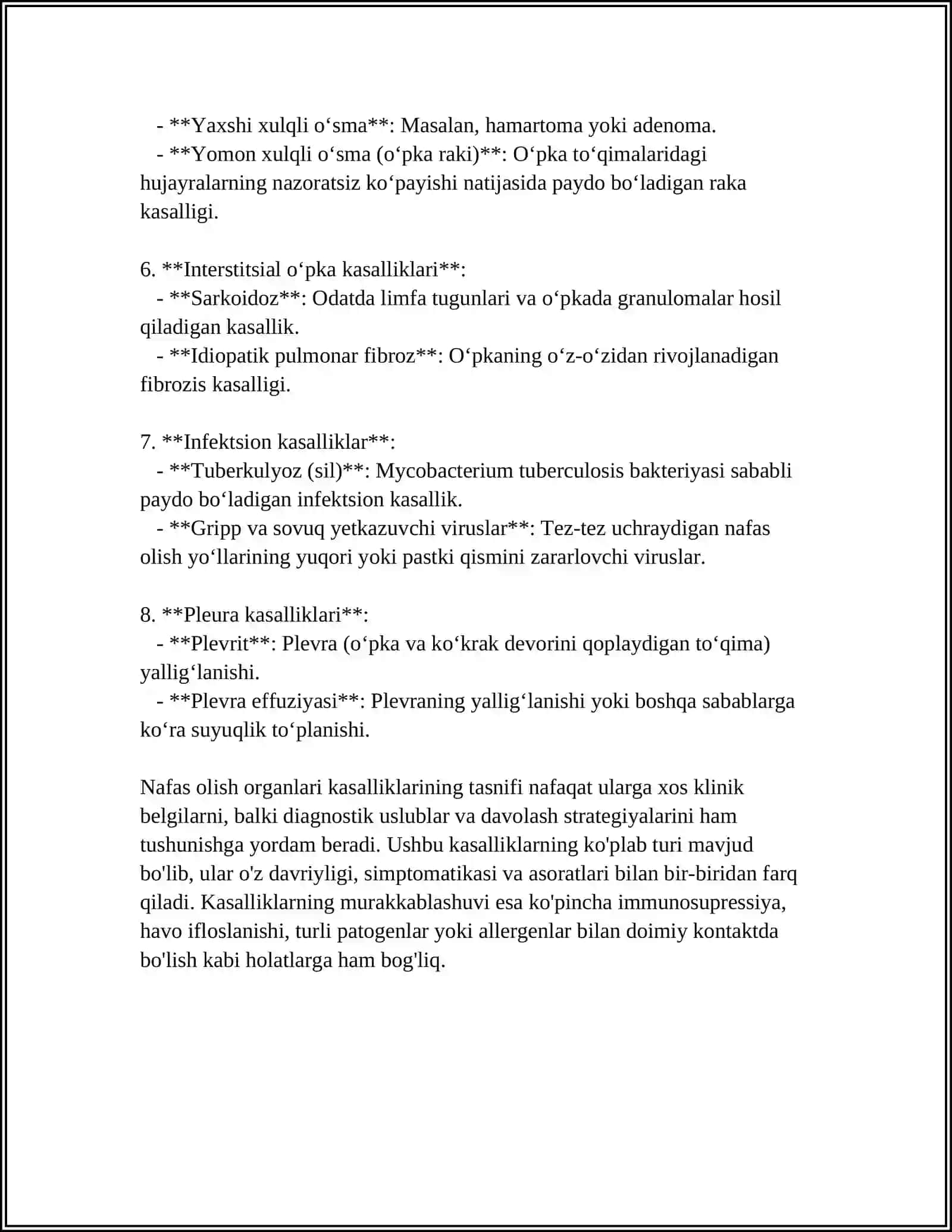 NAFAS OLISH ORGANLARI KASALLIKLARI. BRONXIT, ZOTILJAM, PLEVRIT 4
