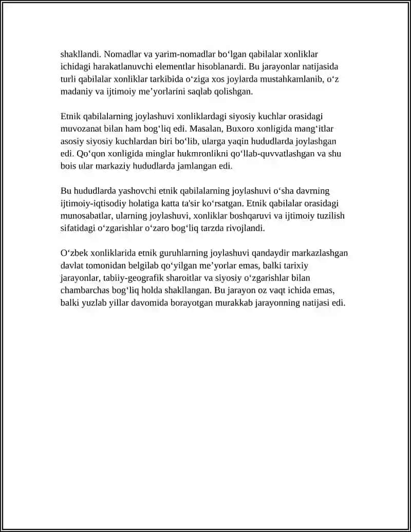 Oʻzbek xonliklarida etnik qabilalarining joylashuvi 4