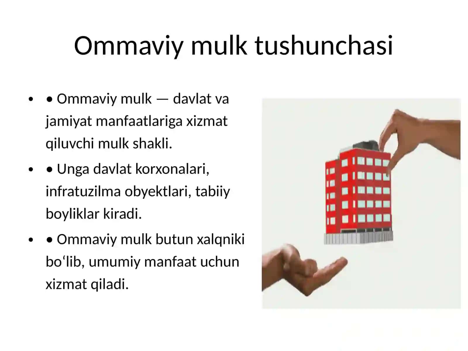 Mulk huquqining shakllari (ommaviy va xususiy mulk) 4
