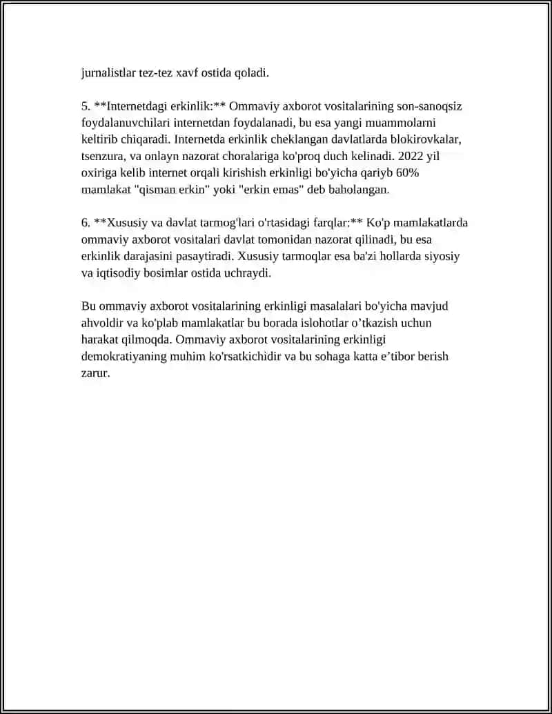 Ommaviy axborot vositalarining erkinligi 4
