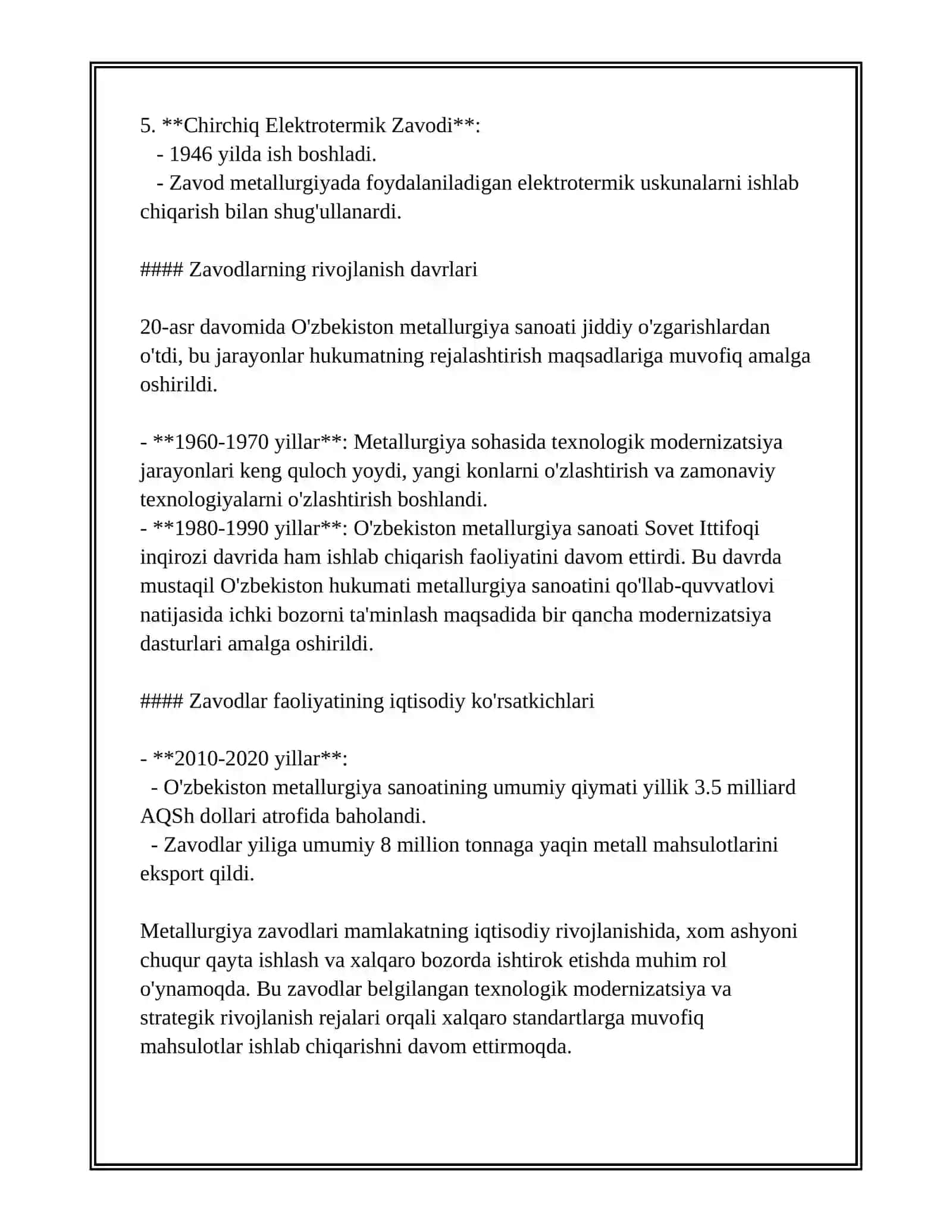 METALLURGIYA ZAVODI HAQIDA MA'LUMOT 4