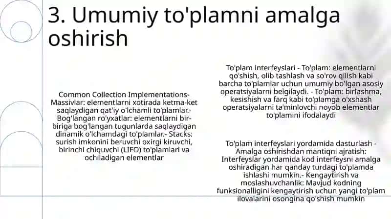 To'plam interfeysdan Foydalanib Dasturlar Tuzish 4