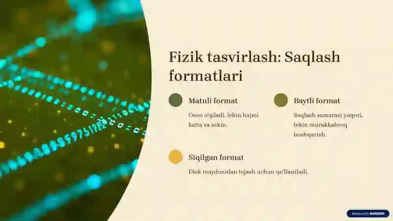 Yozuvlarni mantiqiy va fizik tasvirlashga kirish 4