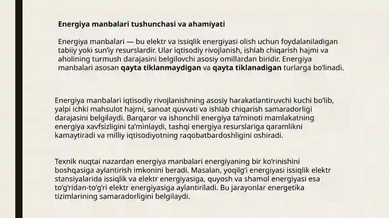 Energiyamanbalarining turlari va ularning zaxiralari 4