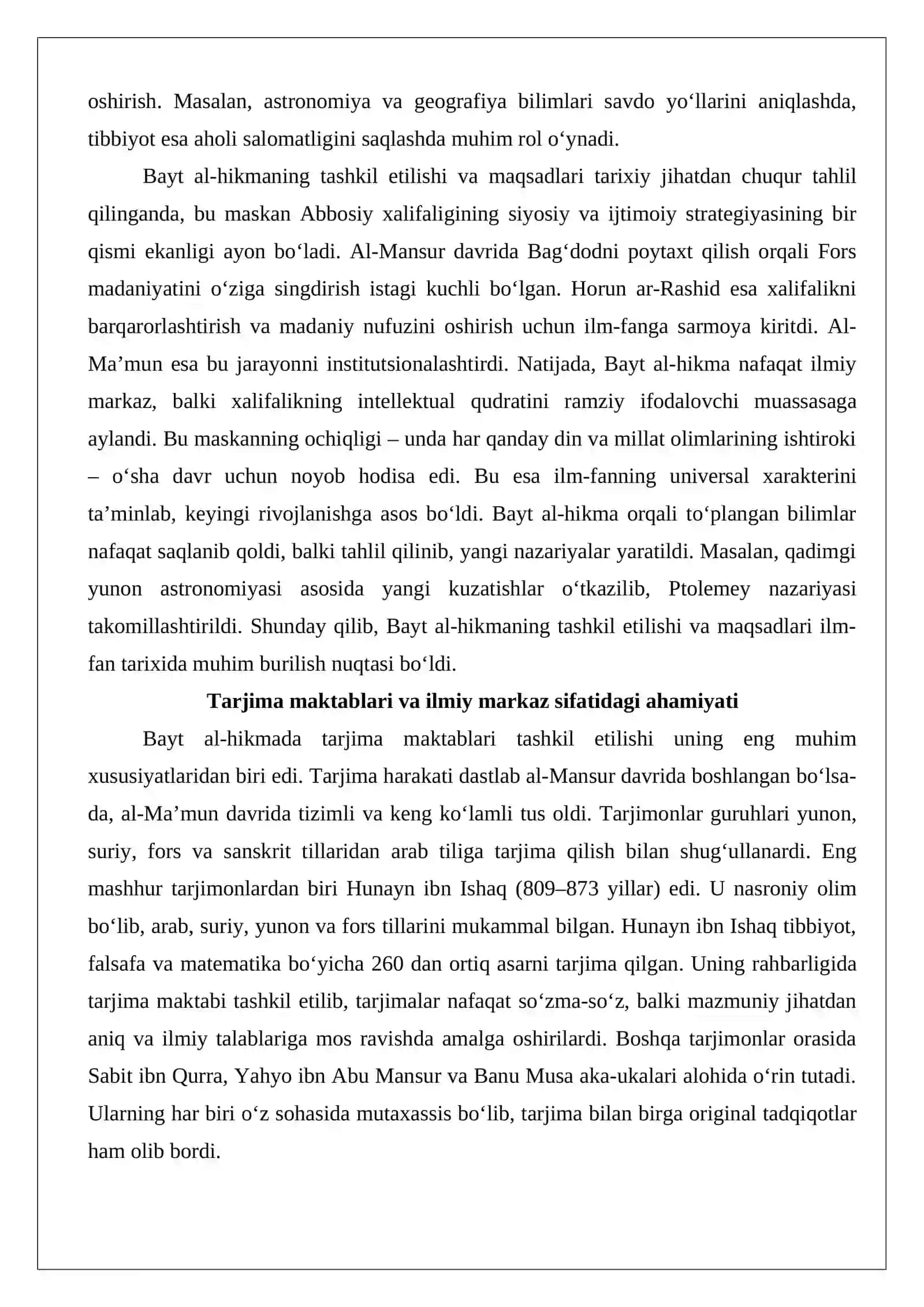 Bayt al-hikmada faoliyat yuritgan Markaziy Osiyolik allomalar 4