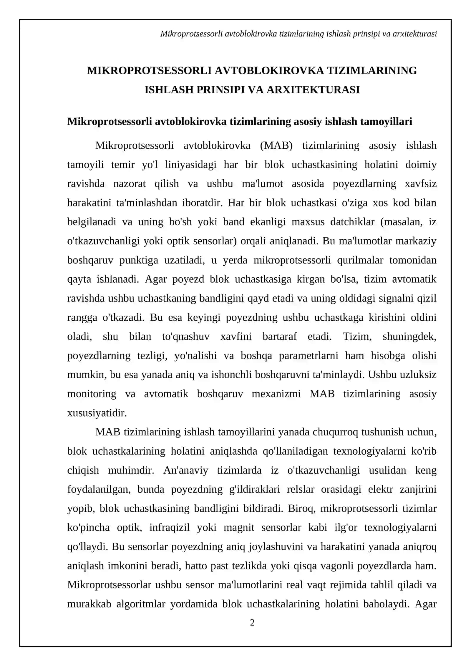 Mikroprotsessorli avtoblokirovka tizimlari temir yo'lda 4