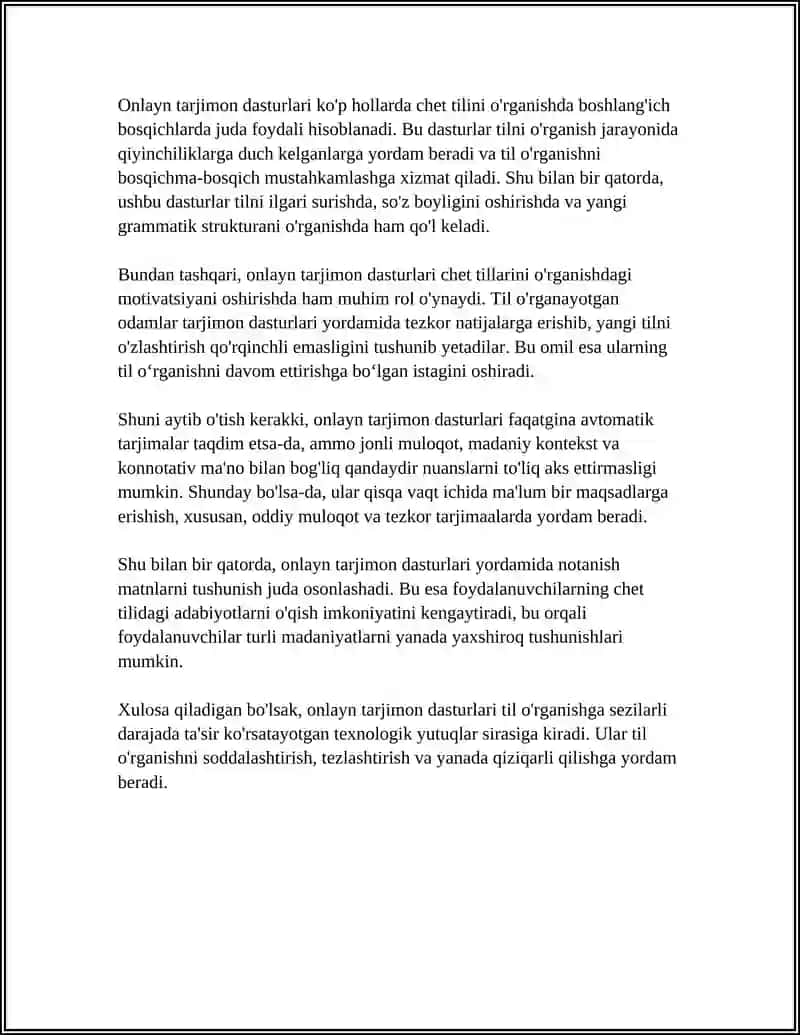ONLAYN TARJIMON DASTURLAR ORQALI TIL OʻRGANISH OFFLAYN TARJIMON DASTURLAR ORQALI TIL OʻRGANISH. REFERAT BAJARISH 4