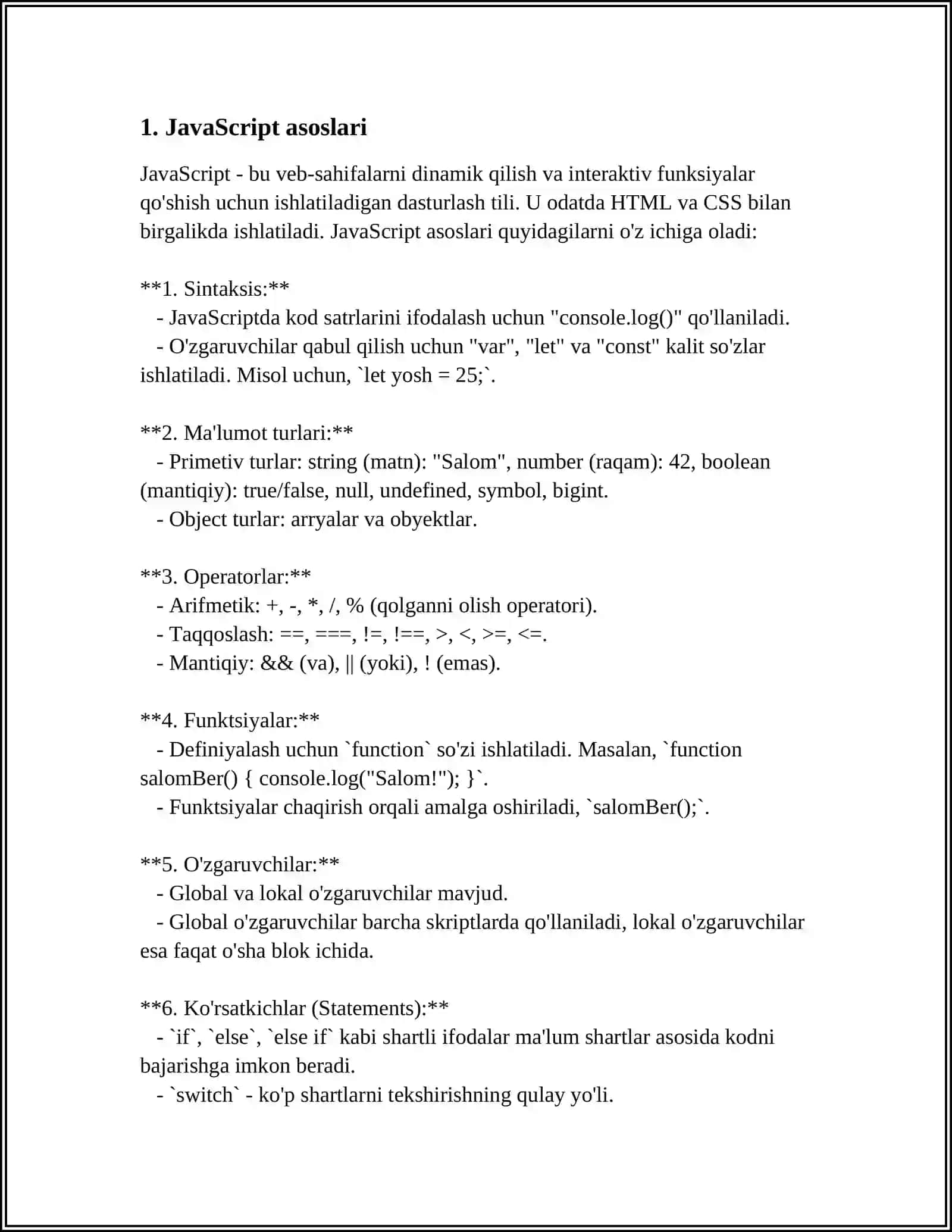 JAVA SCRIPTNI QO‘LLAGAN HOLDA WEB-SAYT YARATISH JARAYONINI O‘QITISH METODIKASI 4