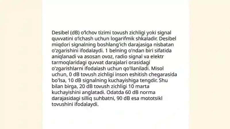Tovush kuchi balandligi 4