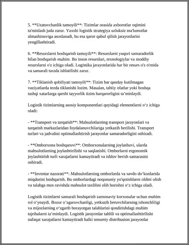 LOGISTIK TIZIMLAR 4