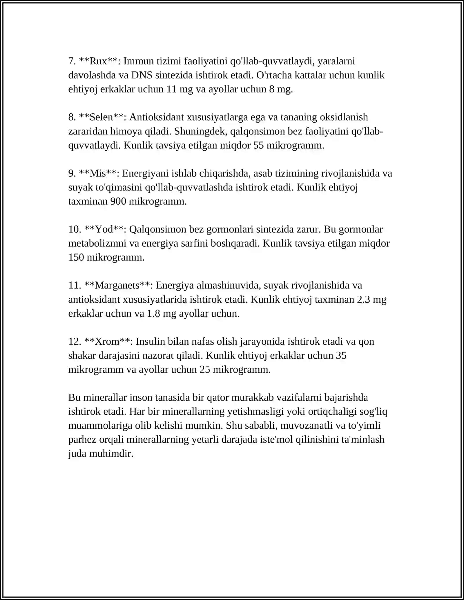 MINERALLARNING INSON HAYOTIDAGI AHAMYATI 4