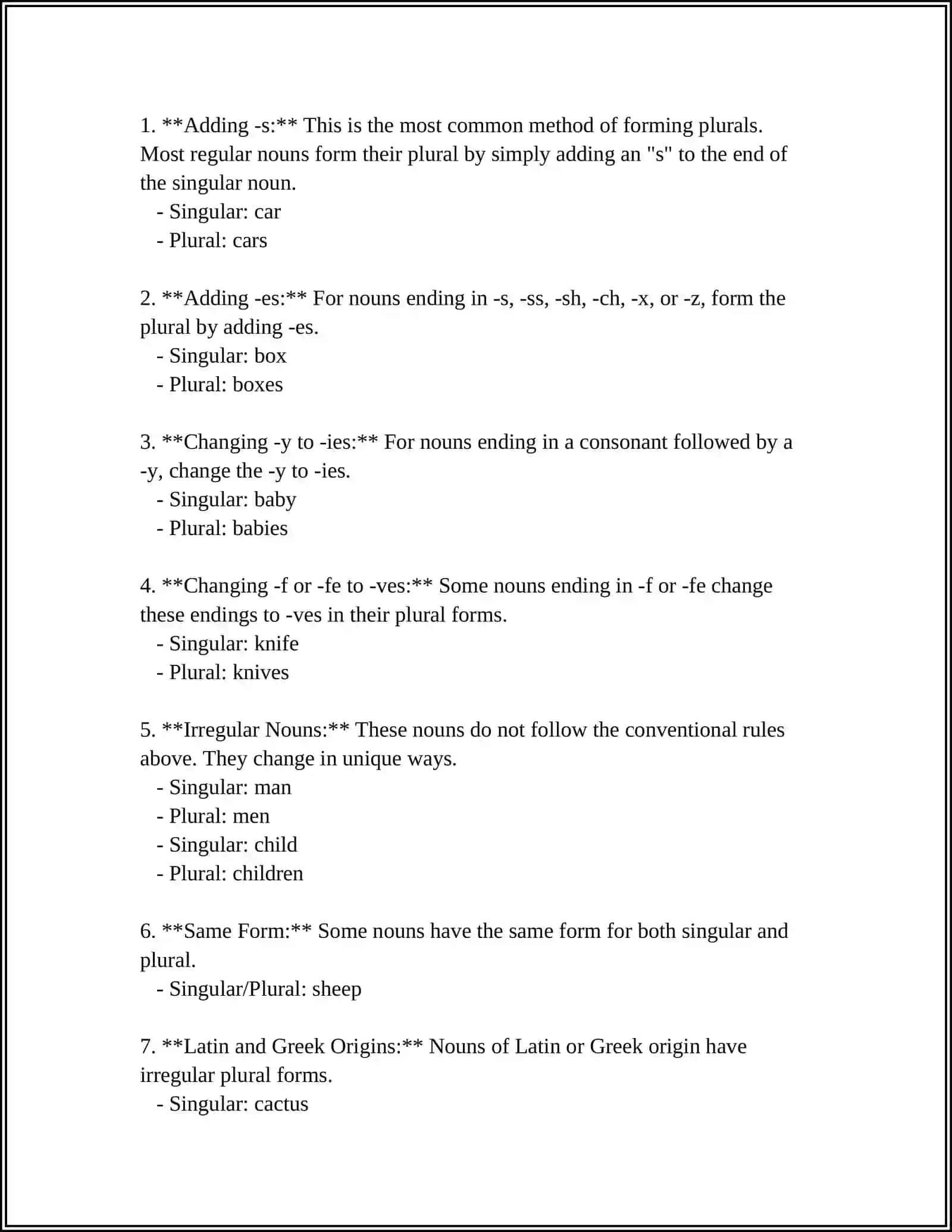 SINGULAR AND PLURAL NOUNS 4
